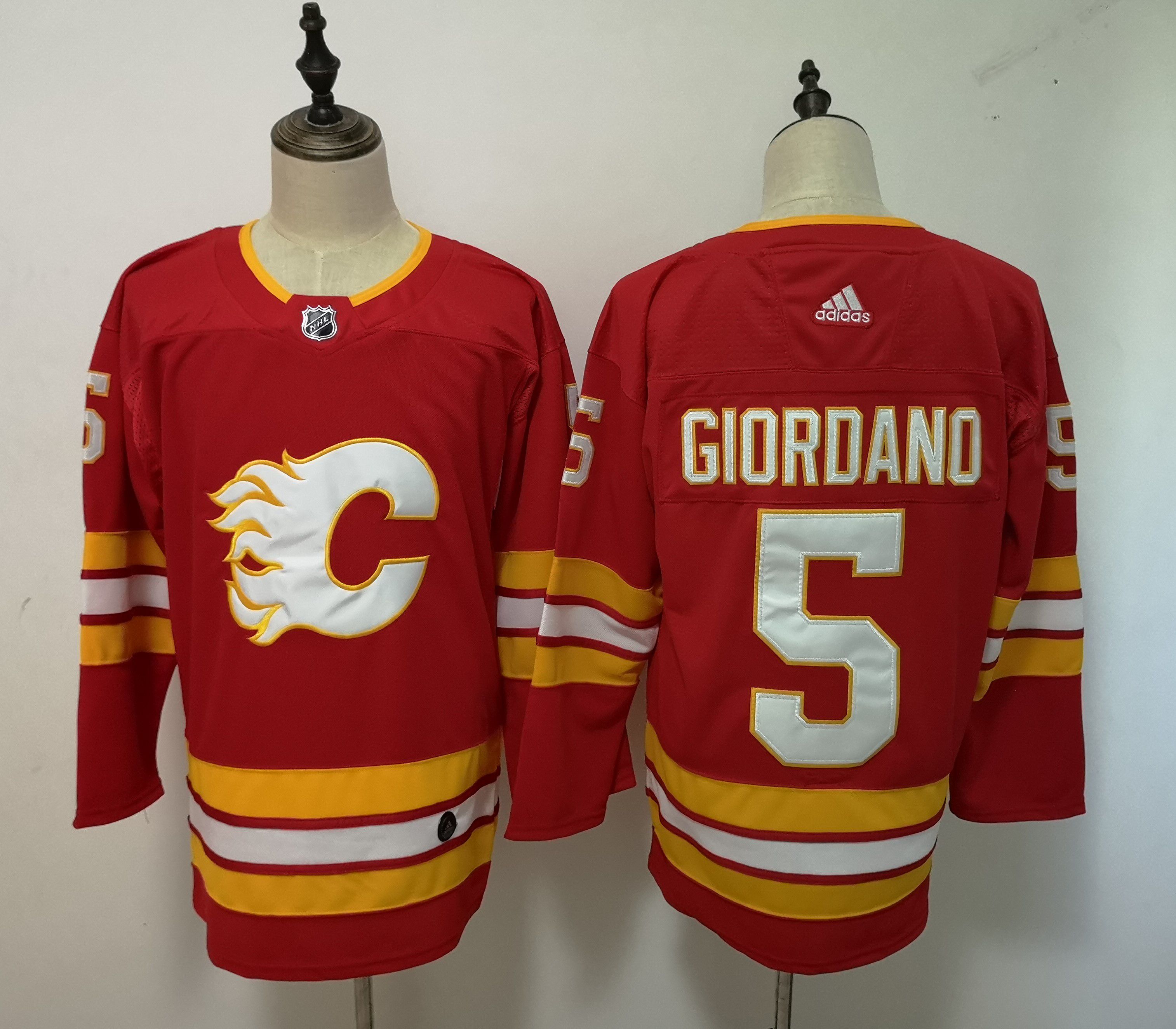 Men Calgary Flames #5 Giordano Red Adidas Alternate Authentic Stitched NHL Jersey->boston bruins->NHL Jersey